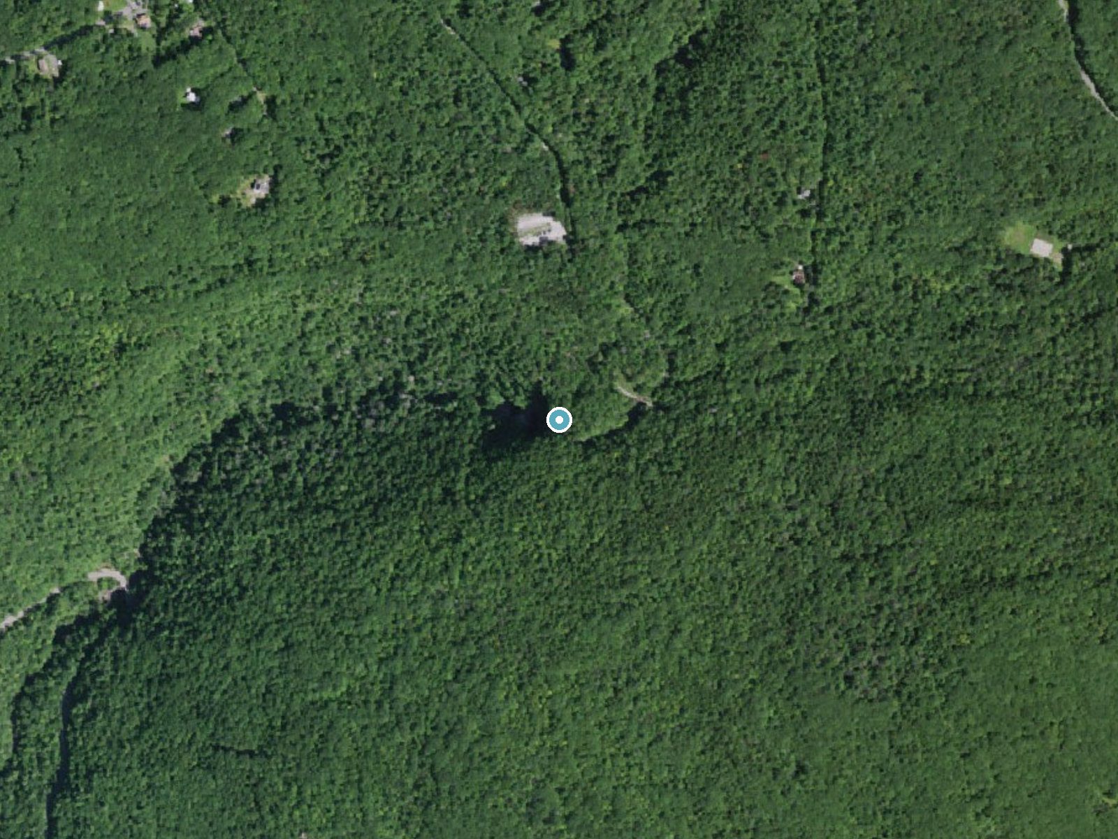 Aerial photo of the same ground around Kaaterskill Falls near Haines Falls, New York, for comparison with the lidar view