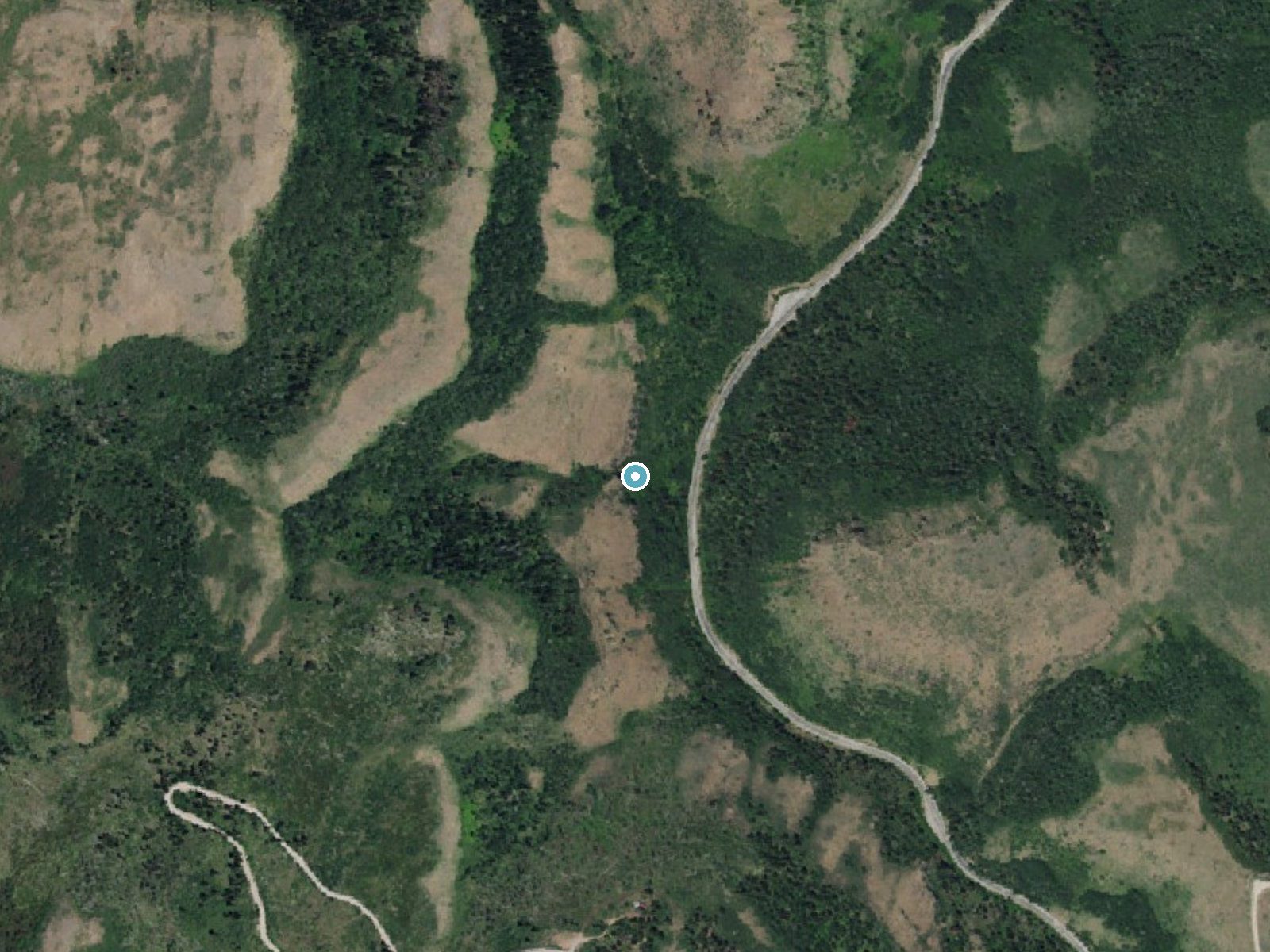 Aerial photo of the same ground around Ross Falls near Hansen, Idaho, for comparison with the lidar view