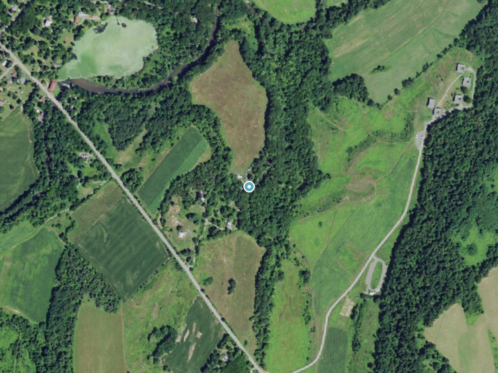 Aerial photo of the same ground around Buttermilk Falls near Claverack-Red Mills, New York, for comparison with the lidar view
