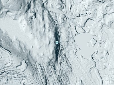 LiDAR terrain view around The Cascade in Massachusetts, about 124 feet of drop