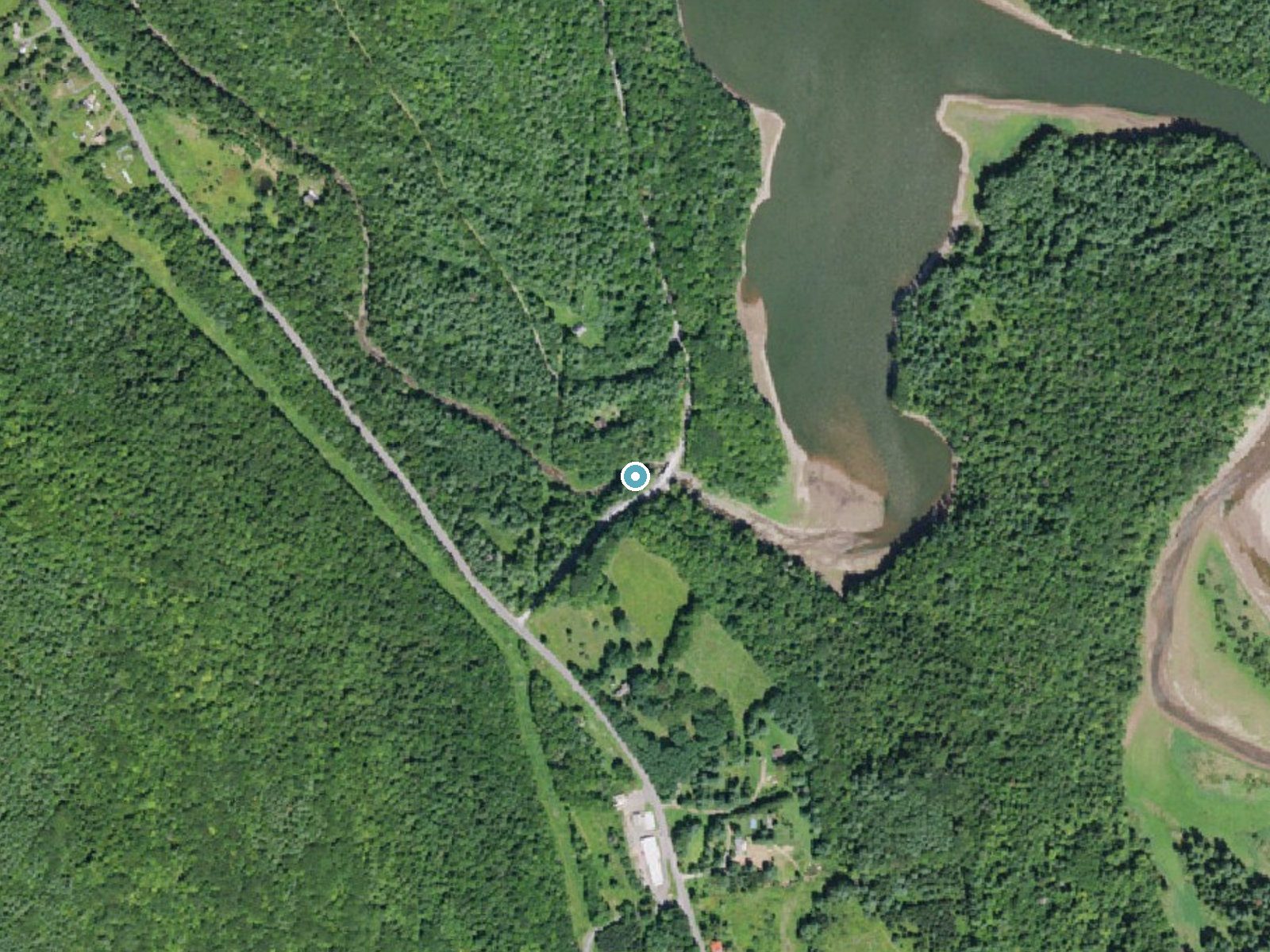 Aerial photo of the same ground around Hardenburgh Falls near North Blenheim, New York, for comparison with the lidar view
