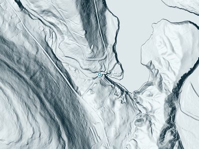 LiDAR terrain view around Hardenburgh Falls in New York, about 113 feet of drop