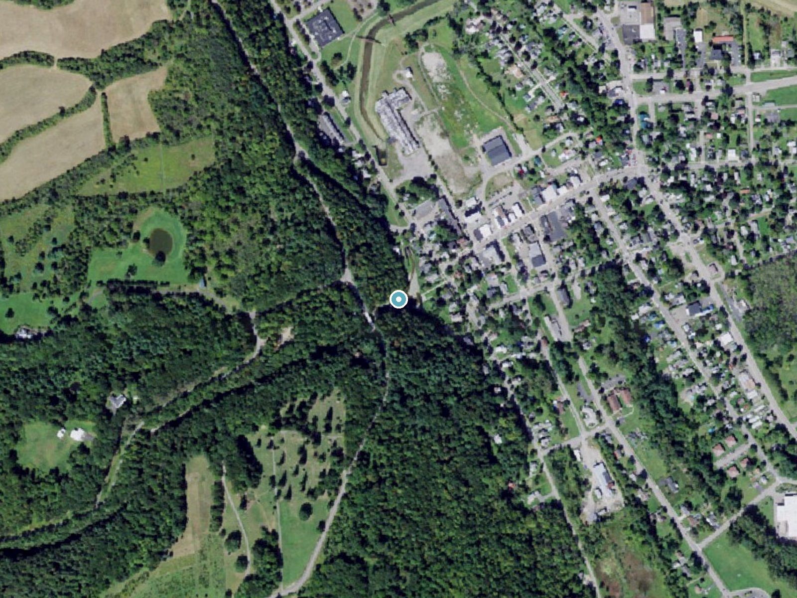 Aerial photo of the same ground around Shequaga Falls near Montour Falls, New York, for comparison with the lidar view