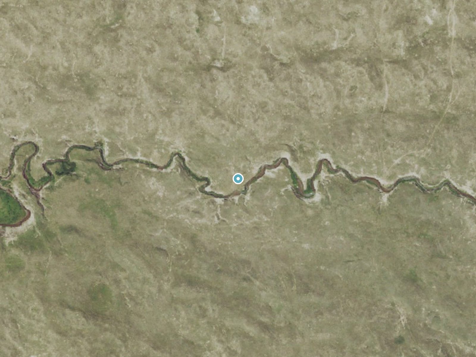 Aerial photo of the same ground around Horseshoe Falls near Mullen, Nebraska, for comparison with the lidar view