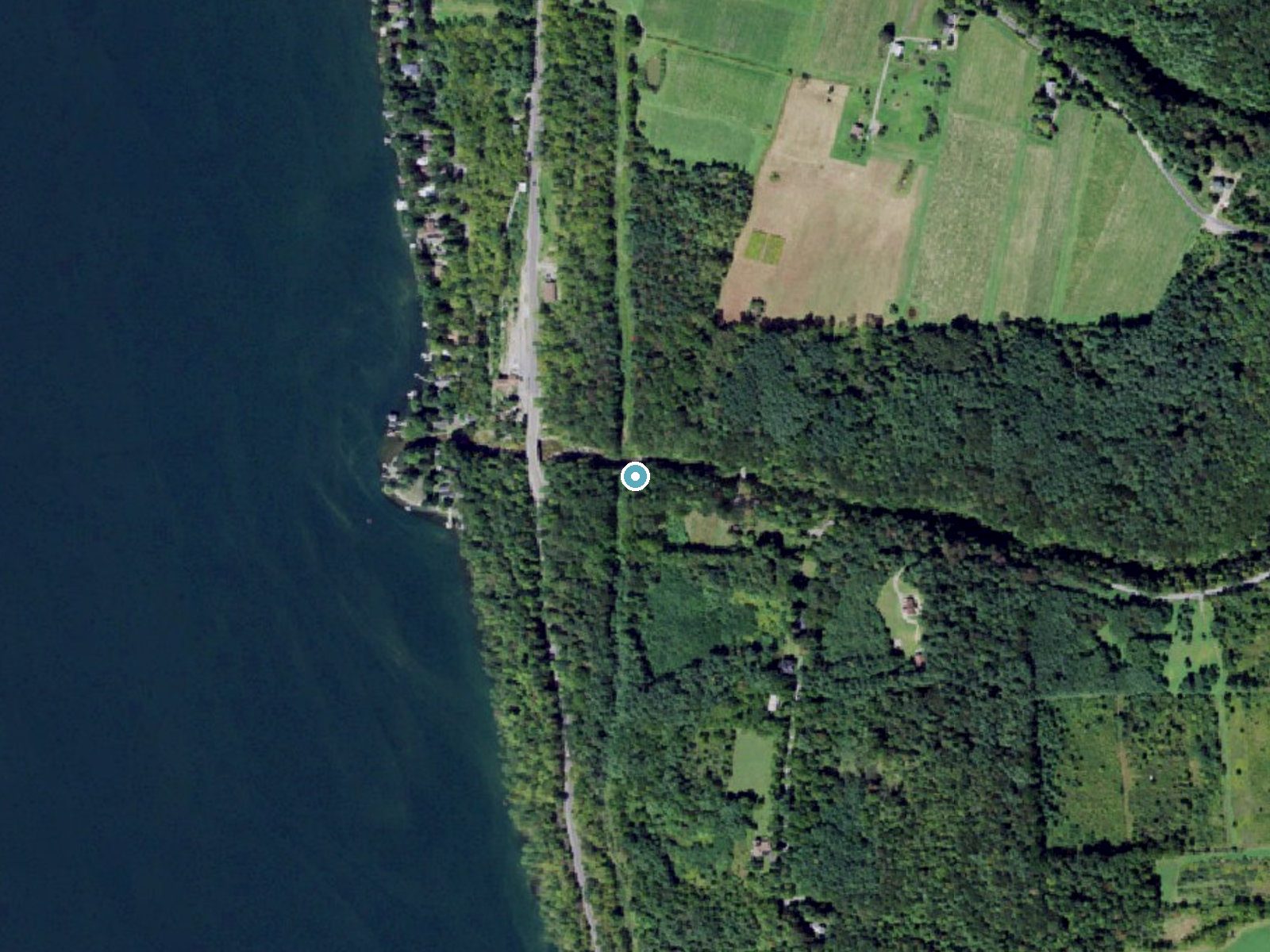 Aerial photo of the same ground around Hector Falls near Burdett, New York, for comparison with the lidar view