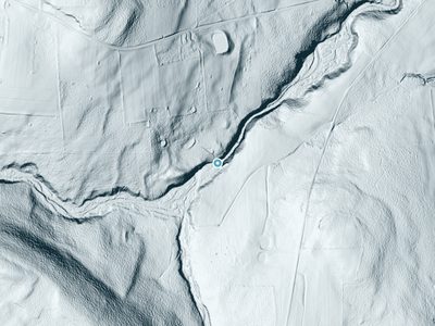 LiDAR terrain view around White Store Falls in New York, about 83 feet of drop
