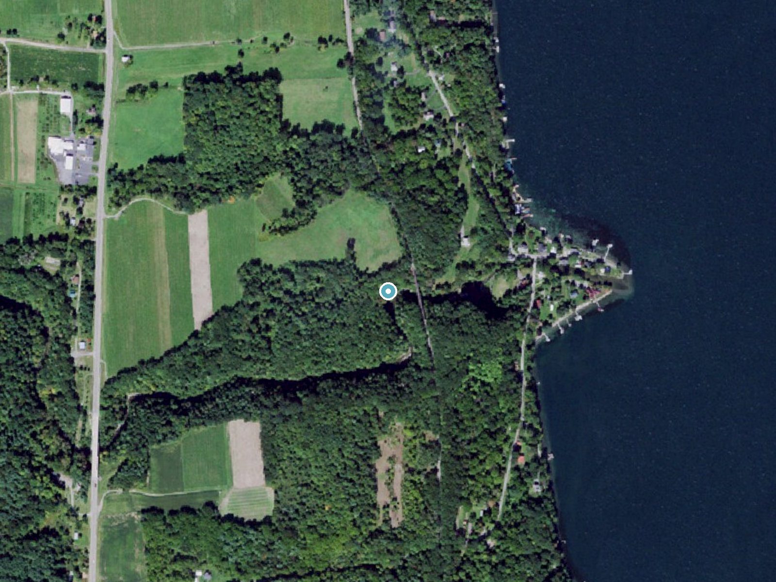 Aerial photo of the same ground around Glenora Falls near Dundee, New York, for comparison with the lidar view