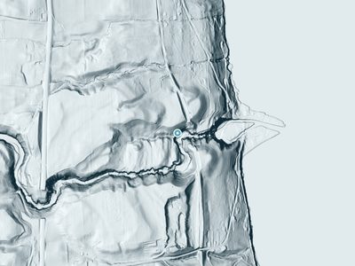 LiDAR terrain view around Glenora Falls in New York, about 145 feet of drop