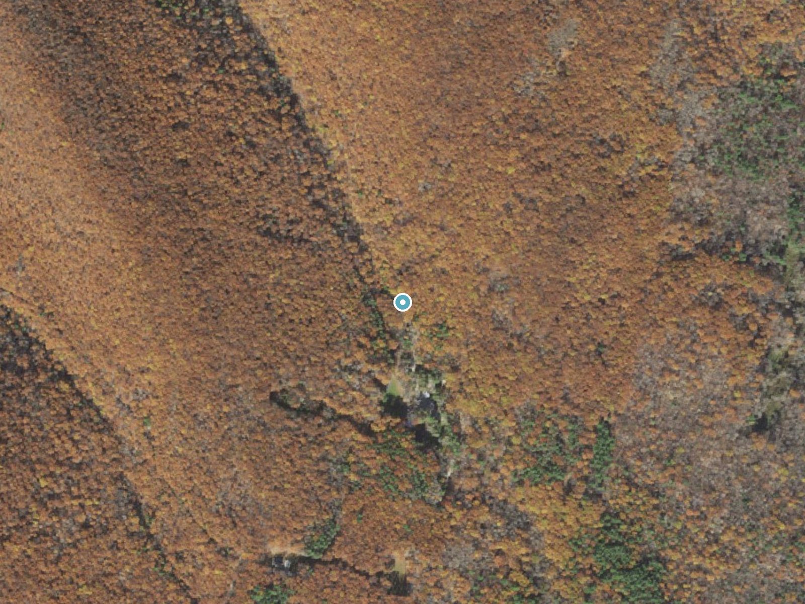 Aerial photo of the same ground around Lulu Cascade near Pittsfield, Massachusetts, for comparison with the lidar view