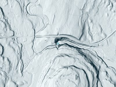 LiDAR terrain view around Dickinson Falls in New York, about 101 feet of drop