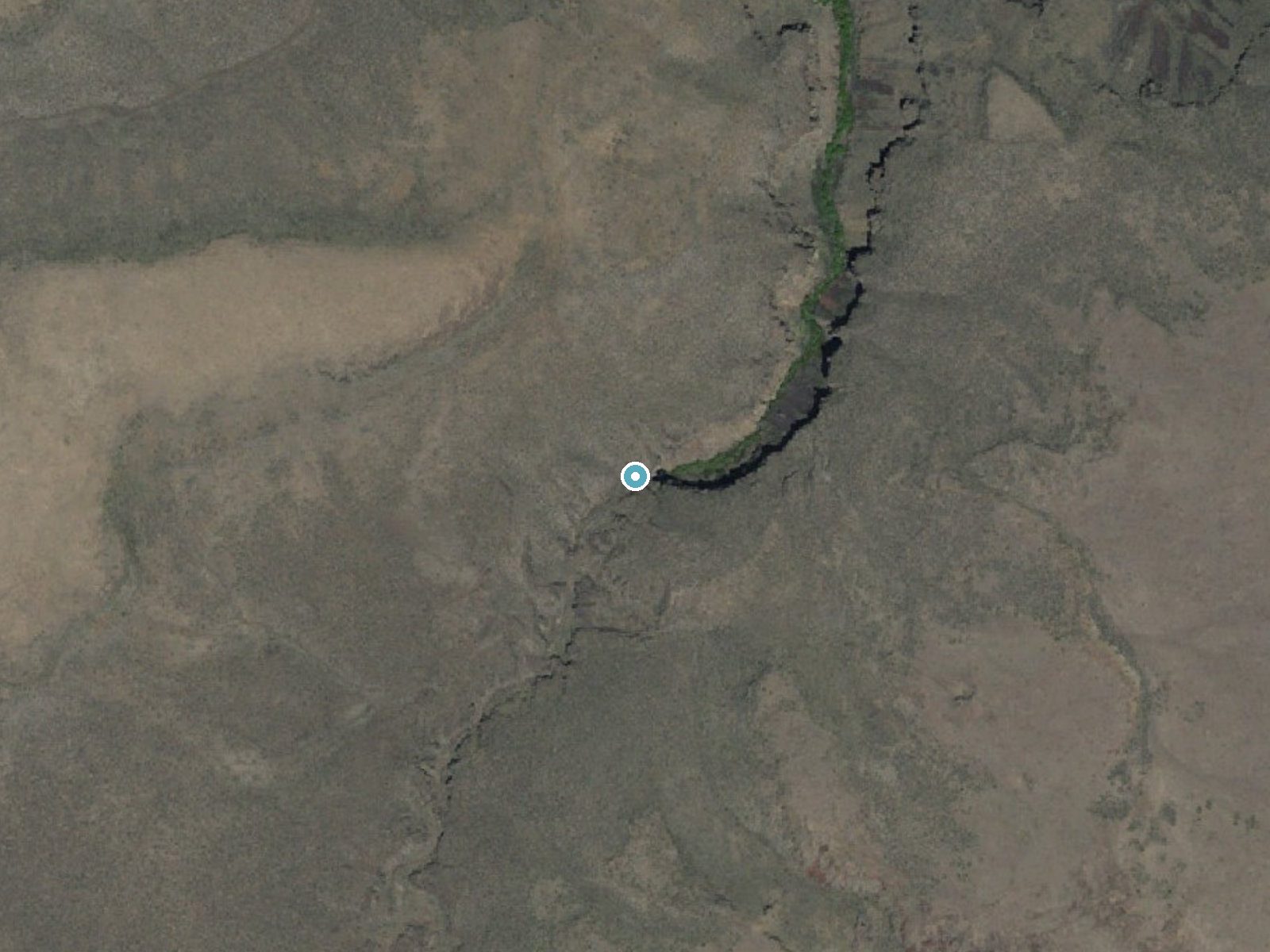 Aerial photo of the same ground around The Falls near Grand View, Idaho, for comparison with the lidar view