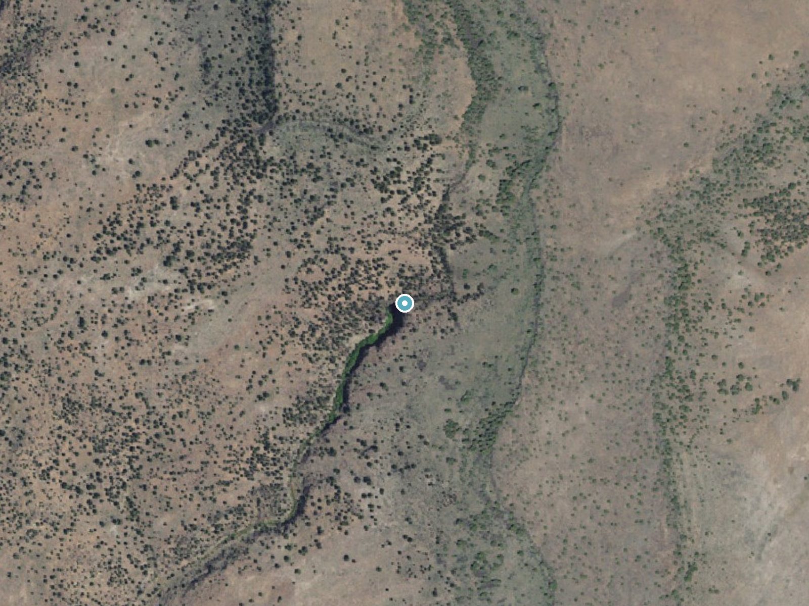 Aerial photo of the same ground around Camel Falls near Murphy, Idaho, for comparison with the lidar view