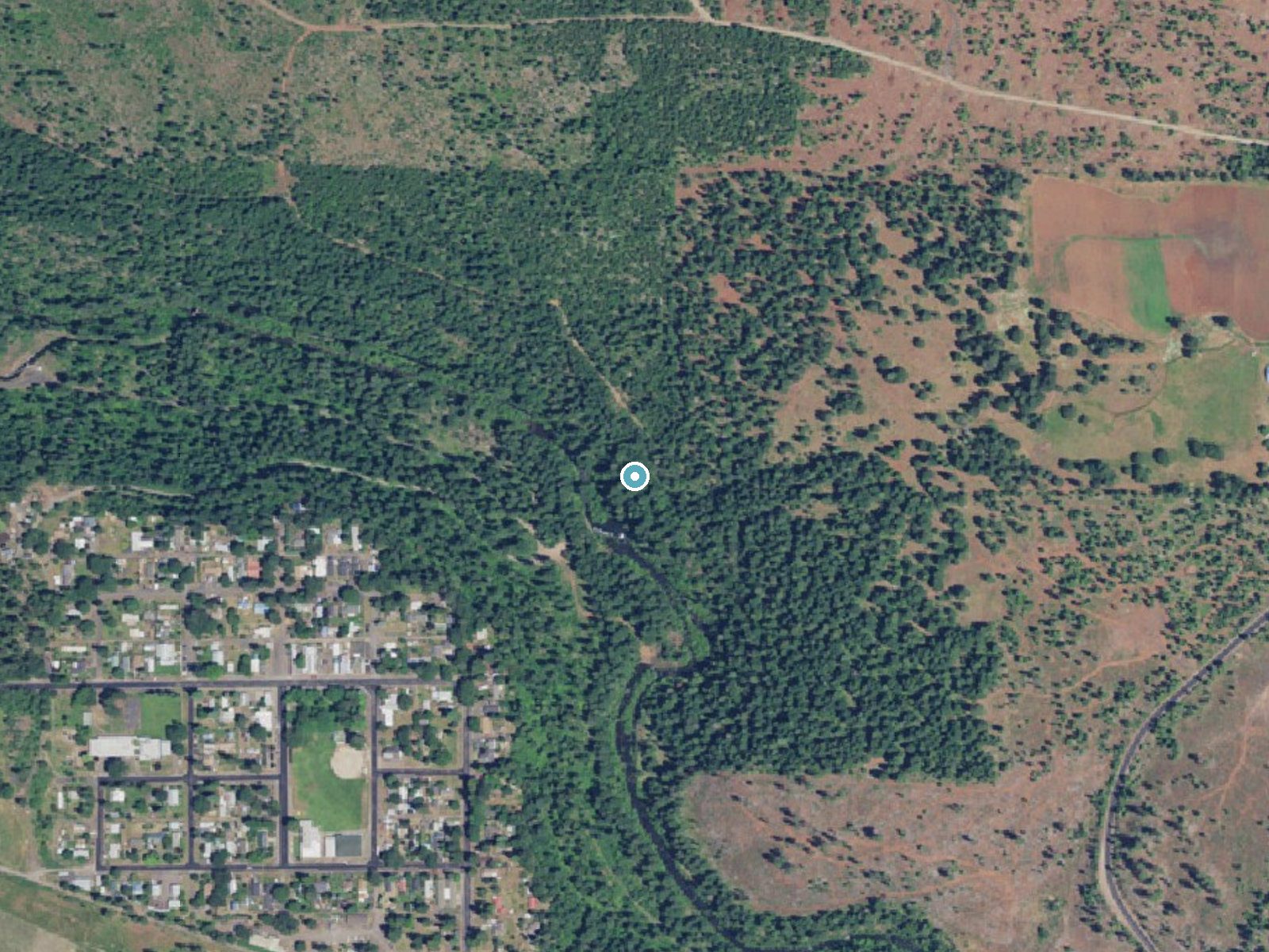 Aerial photo of the same ground around Butte Falls near Butte Falls, Oregon, for comparison with the lidar view
