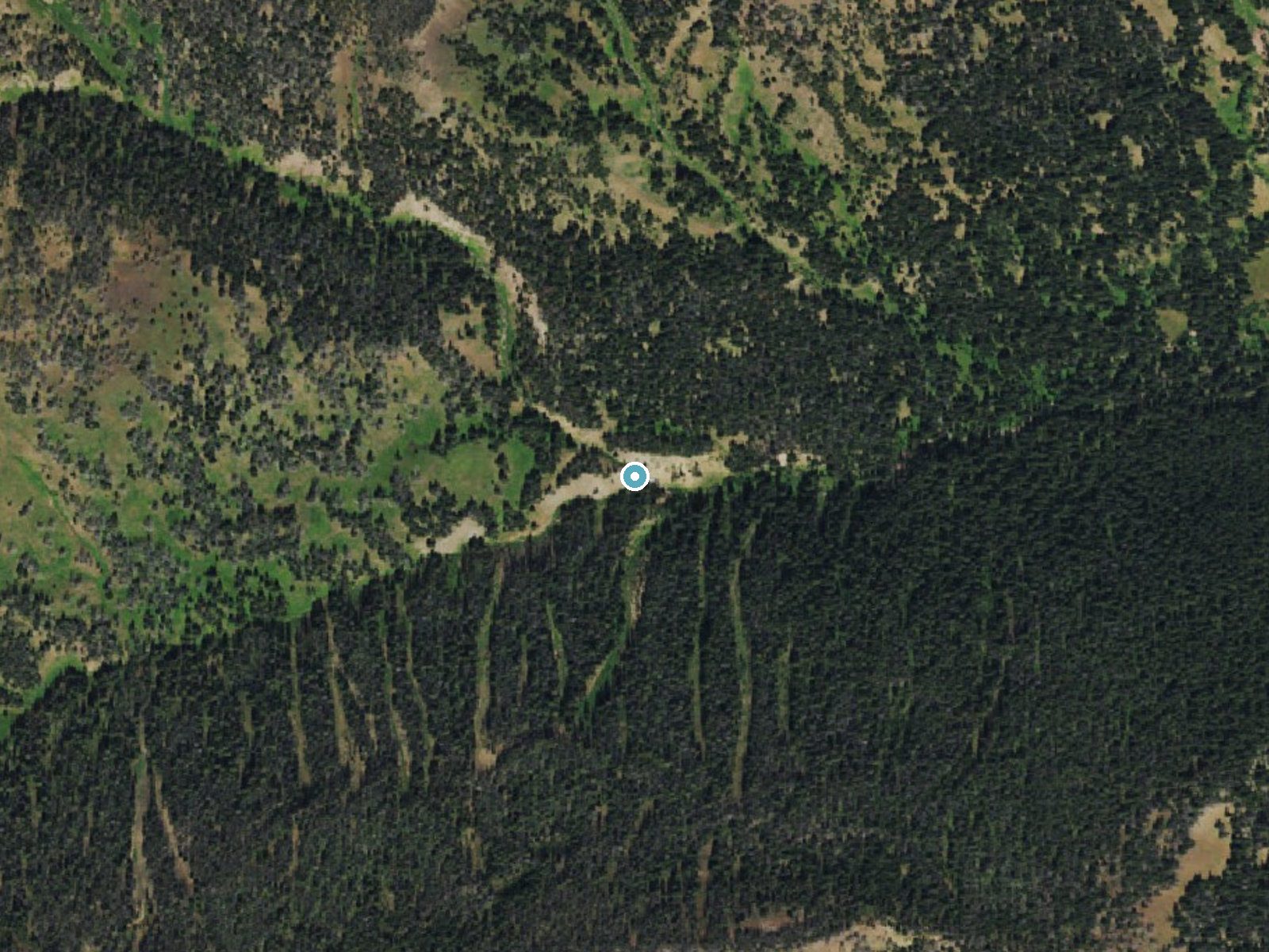 Aerial photo of the same ground around Wohelo Falls near Smoot, Wyoming, for comparison with the lidar view