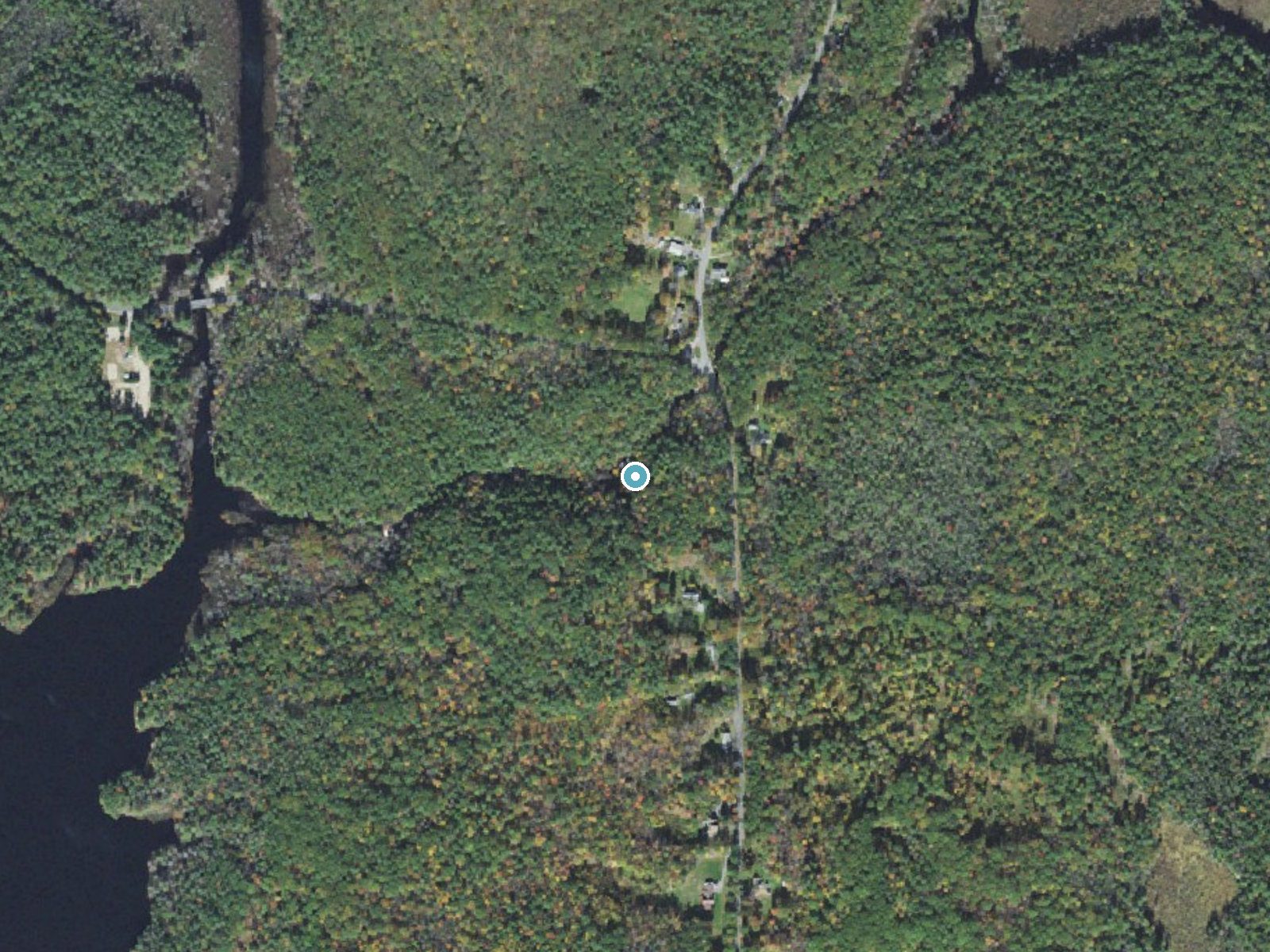 Aerial photo of the same ground around Doane Falls near Baldwinville, Massachusetts, for comparison with the lidar view