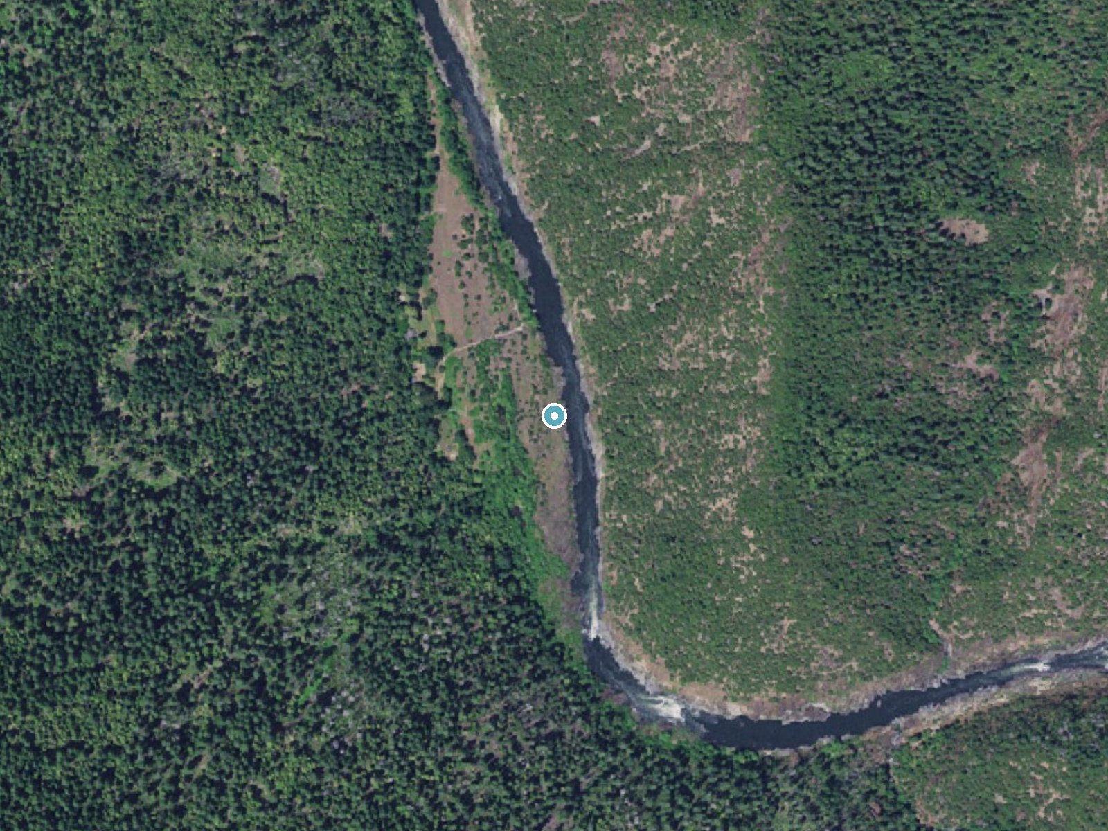 Aerial photo of the same ground around Lower Black Bar Falls near Glendale, Oregon, for comparison with the lidar view
