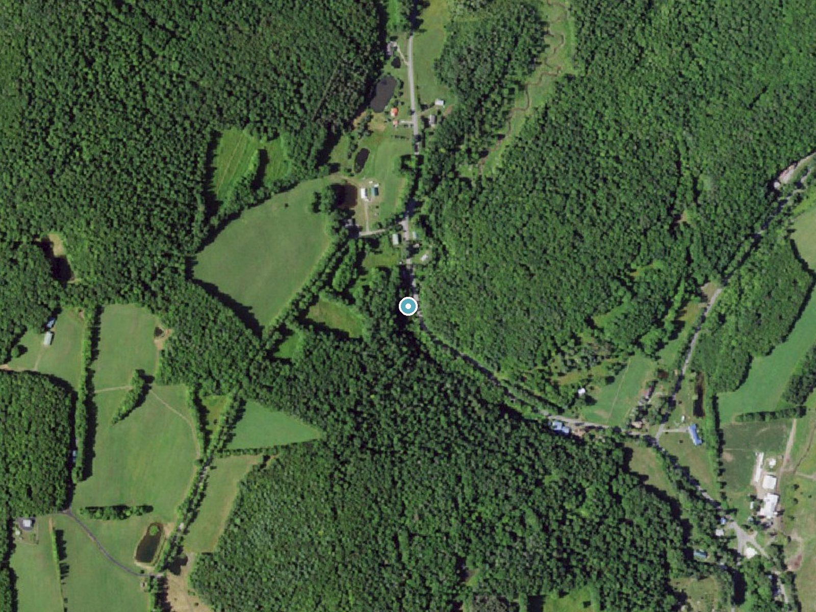 Aerial photo of the same ground around Buttermilk Falls near East Worcester, New York, for comparison with the lidar view
