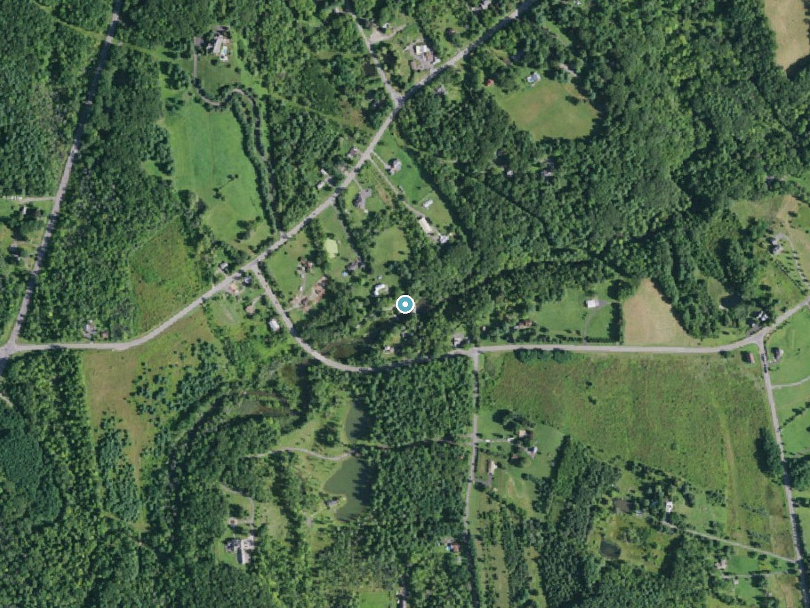 Aerial photo of the same ground around Horton Falls near Voorheesville, New York, for comparison with the lidar view