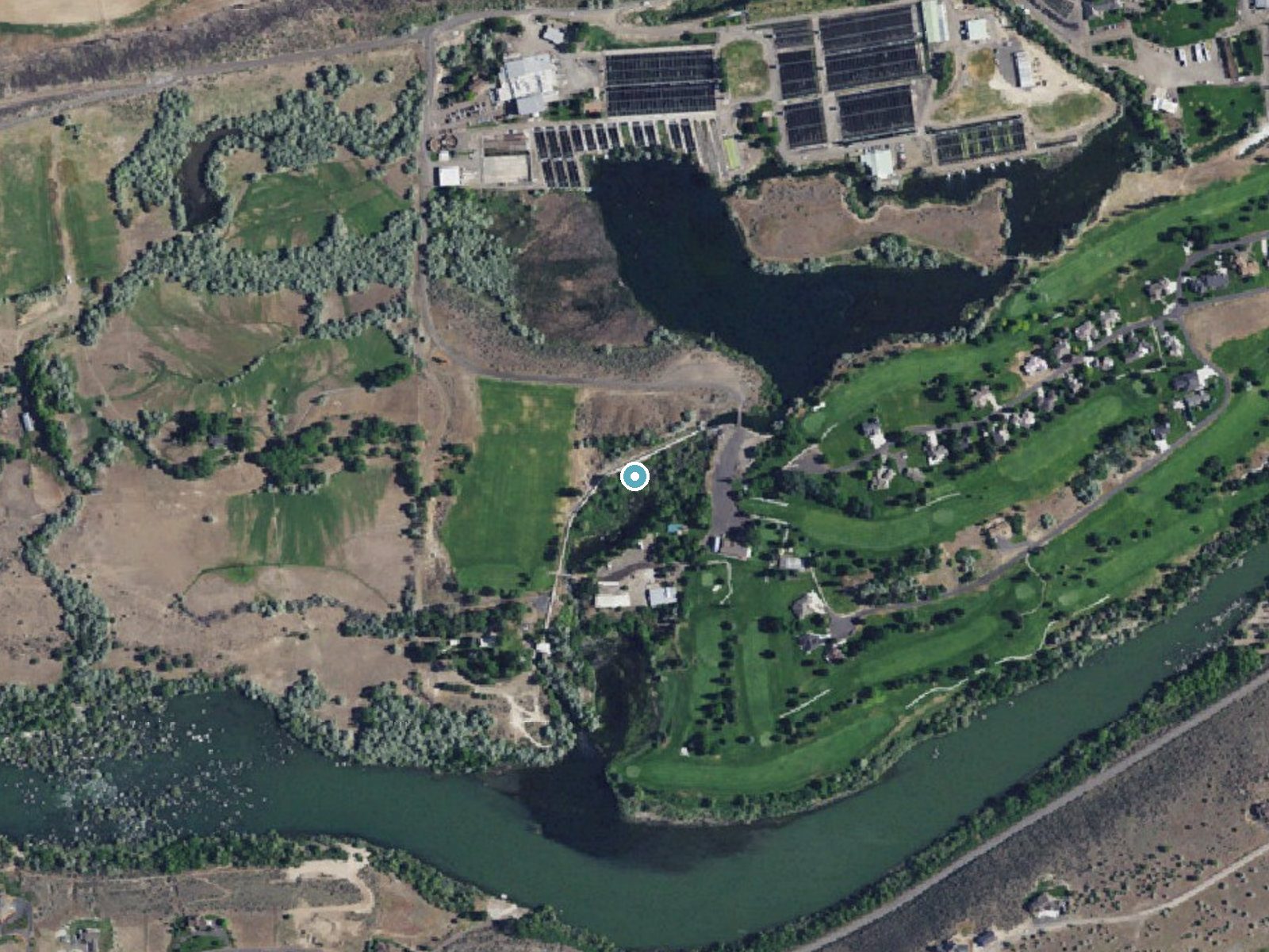 Aerial photo of the same ground around Devils Washboard Falls near Buhl, Idaho, for comparison with the lidar view