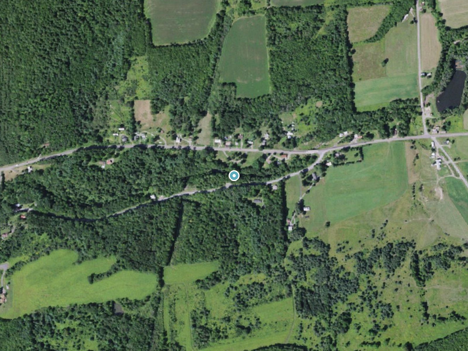 Aerial view of the ground around Rexford Falls near Earlville, New York
