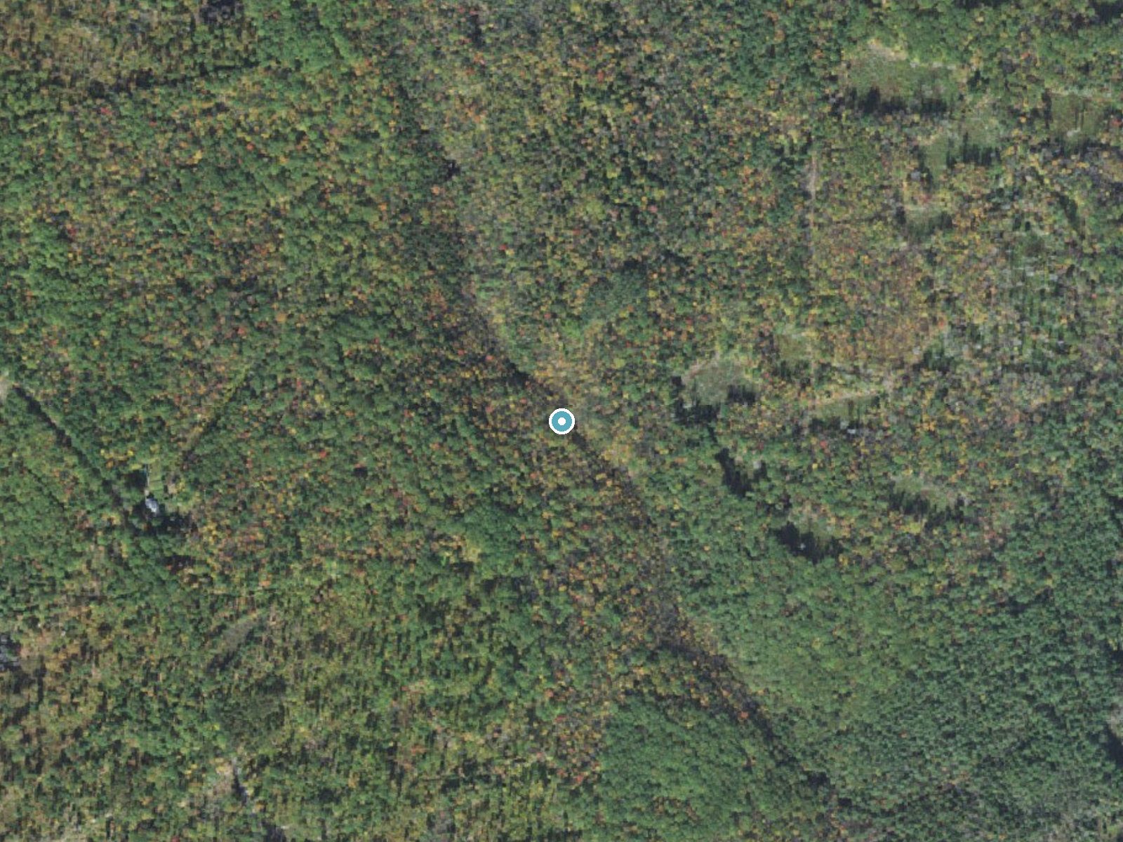 Aerial photo of the same ground around Royalston Falls near West Swanzey, Massachusetts, for comparison with the lidar view