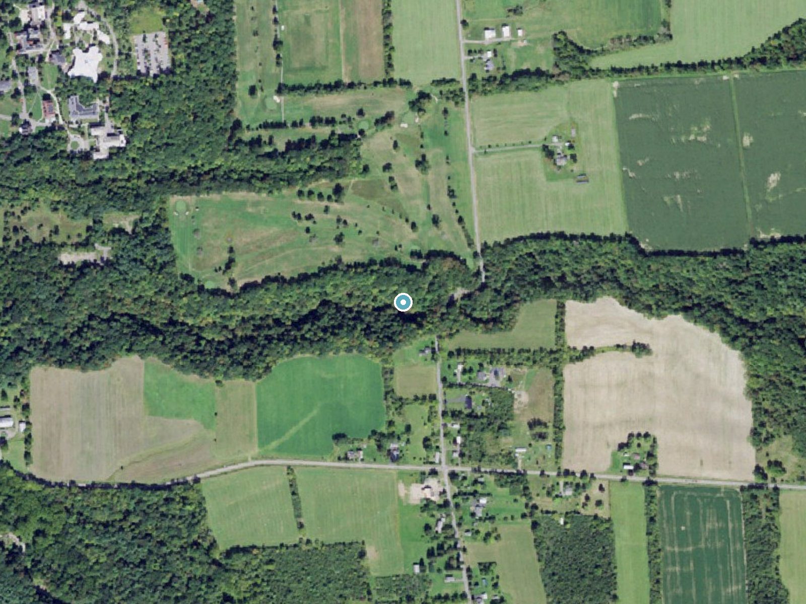 Aerial photo of the same ground around Clifton Falls near Union Springs, New York, for comparison with the lidar view