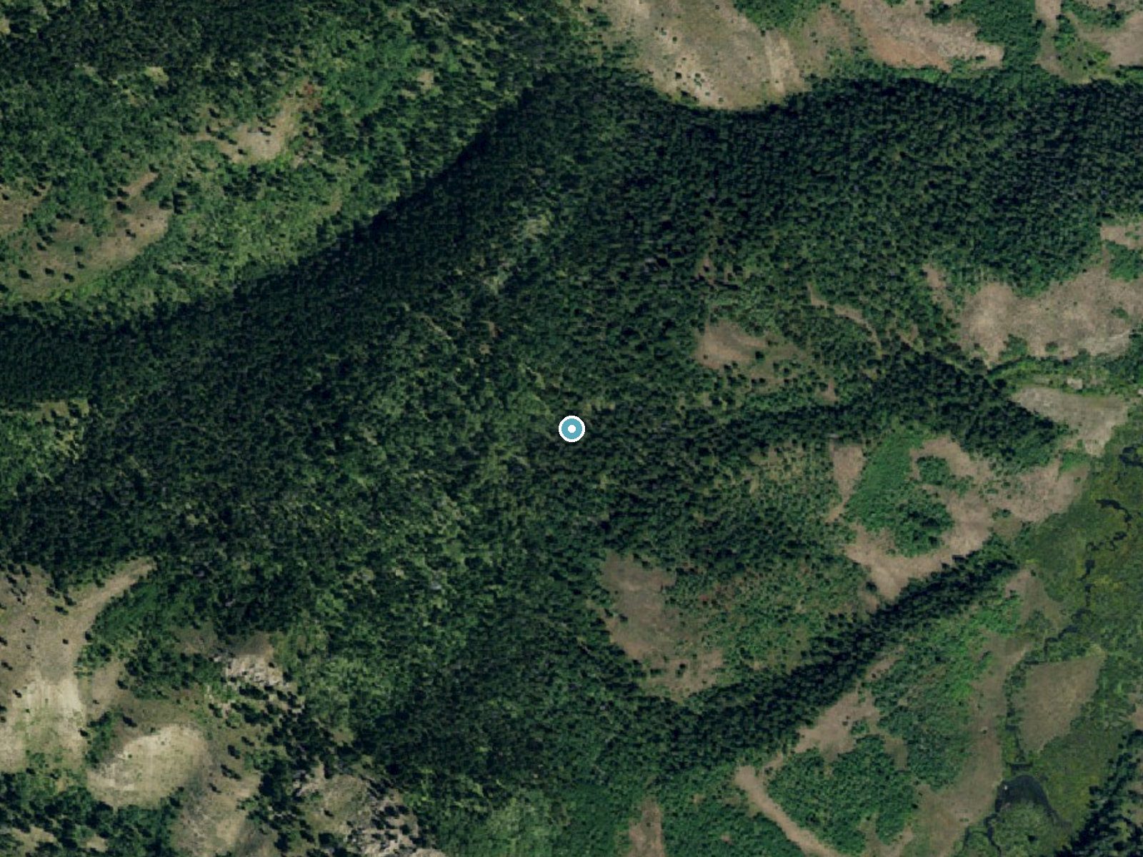 Aerial photo of the same ground around The Falls near Auburn, Idaho, for comparison with the lidar view