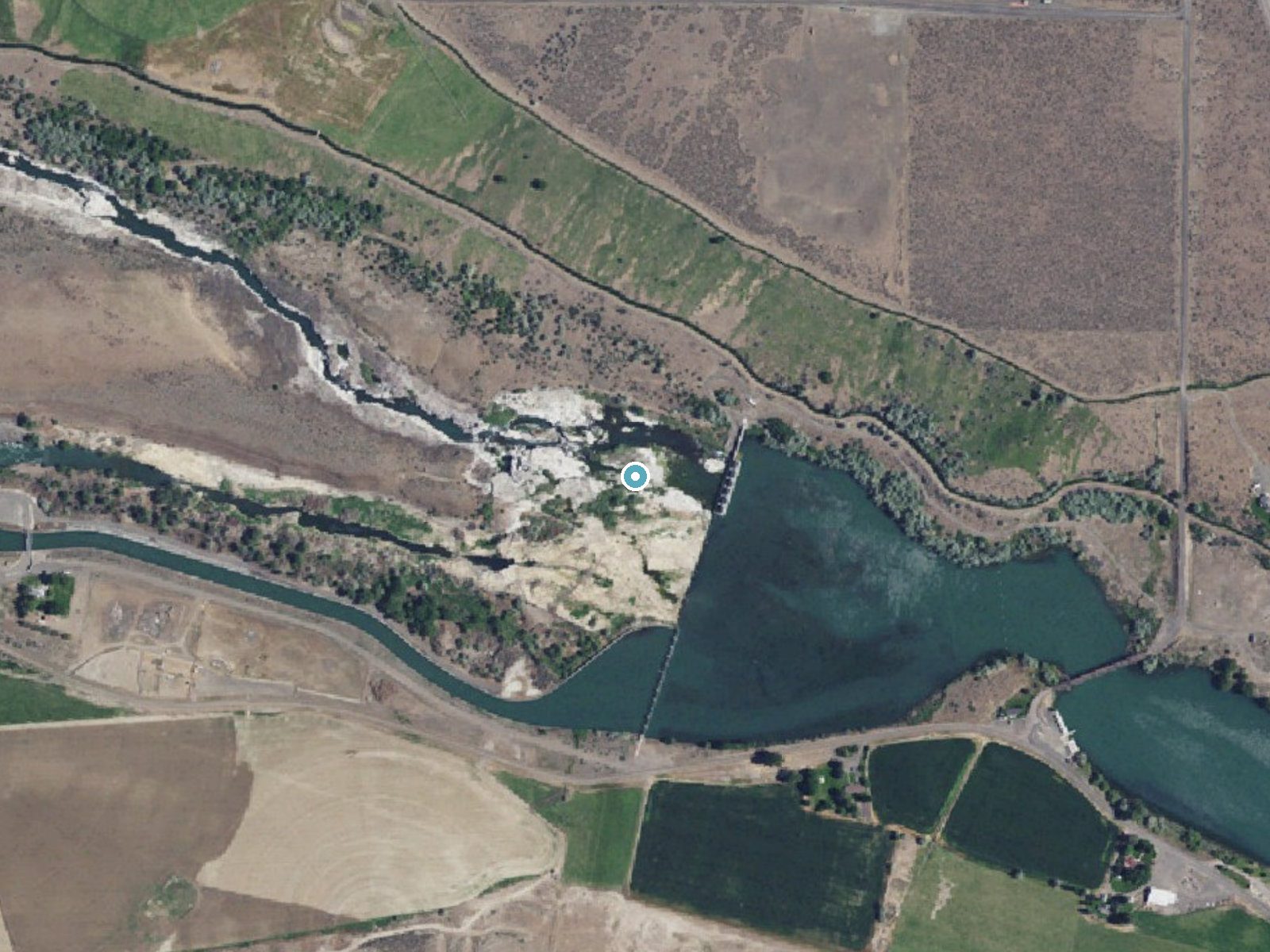 Aerial photo of the same ground around Upper Salmon Falls near Hagerman, Idaho, for comparison with the lidar view