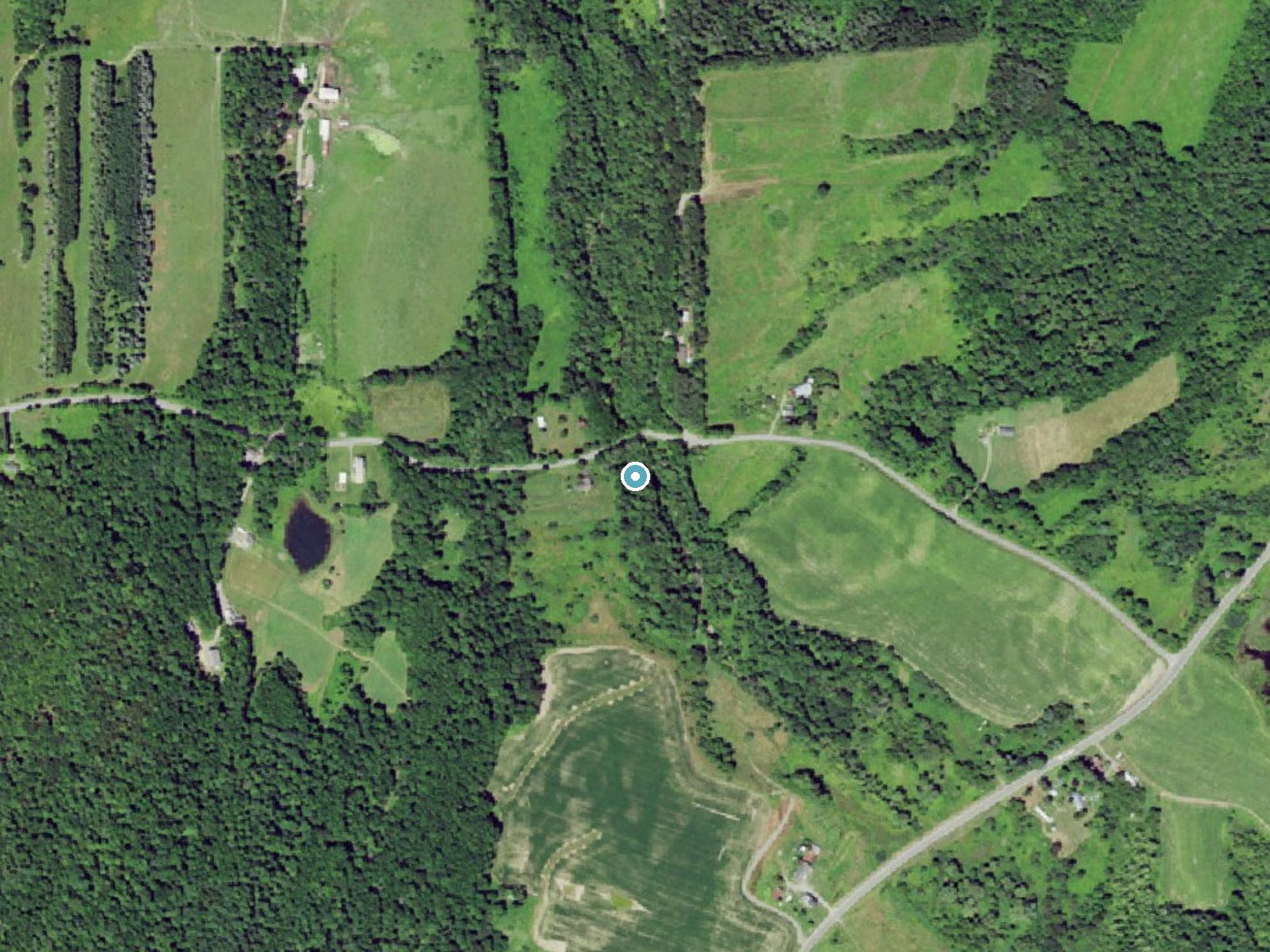 Aerial photo of the same ground around Button Falls near Unadilla Forks, New York, for comparison with the lidar view