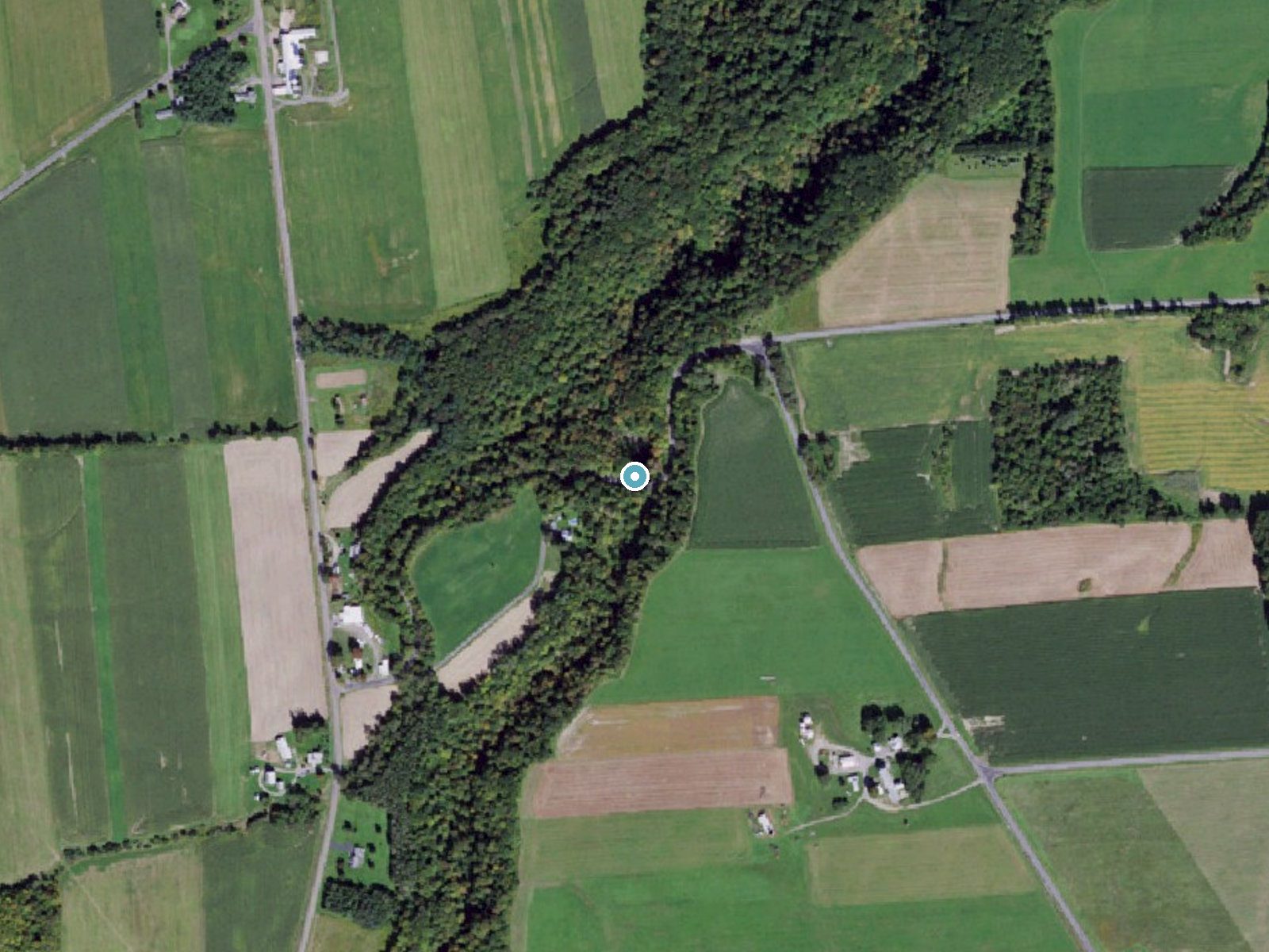 Aerial photo of the same ground around Carpenter Falls near Melrose Park, New York, for comparison with the lidar view