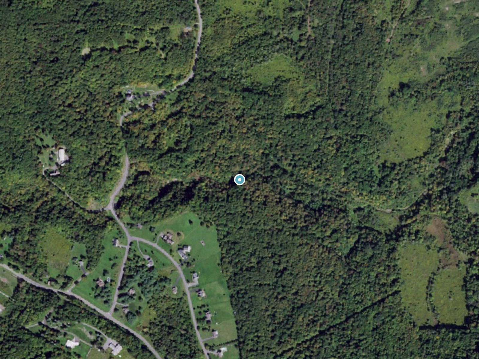 Aerial photo of the same ground around Fellows Falls near Nedrow, New York, for comparison with the lidar view
