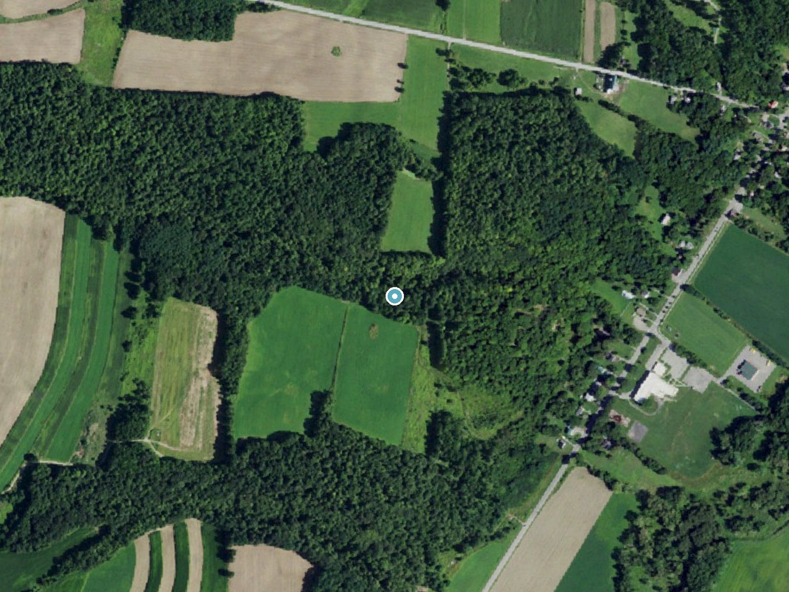 Aerial photo of the same ground around Cascade Falls near Wyoming, New York, for comparison with the lidar view