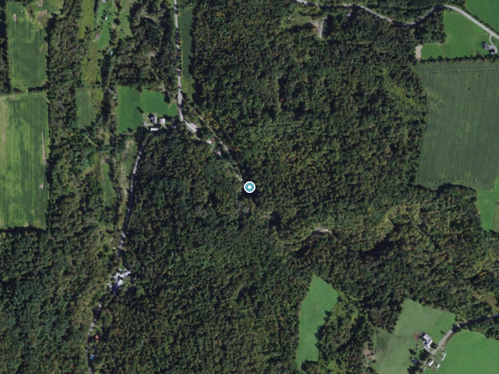 Aerial photo of the same ground around Delphi Falls near Chittenango, New York, for comparison with the lidar view