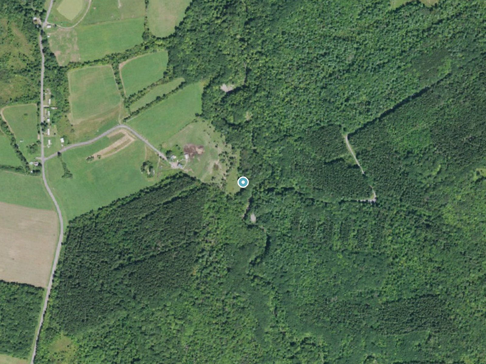 Aerial photo of the same ground around Buttermilk Falls near Fultonville, New York, for comparison with the lidar view
