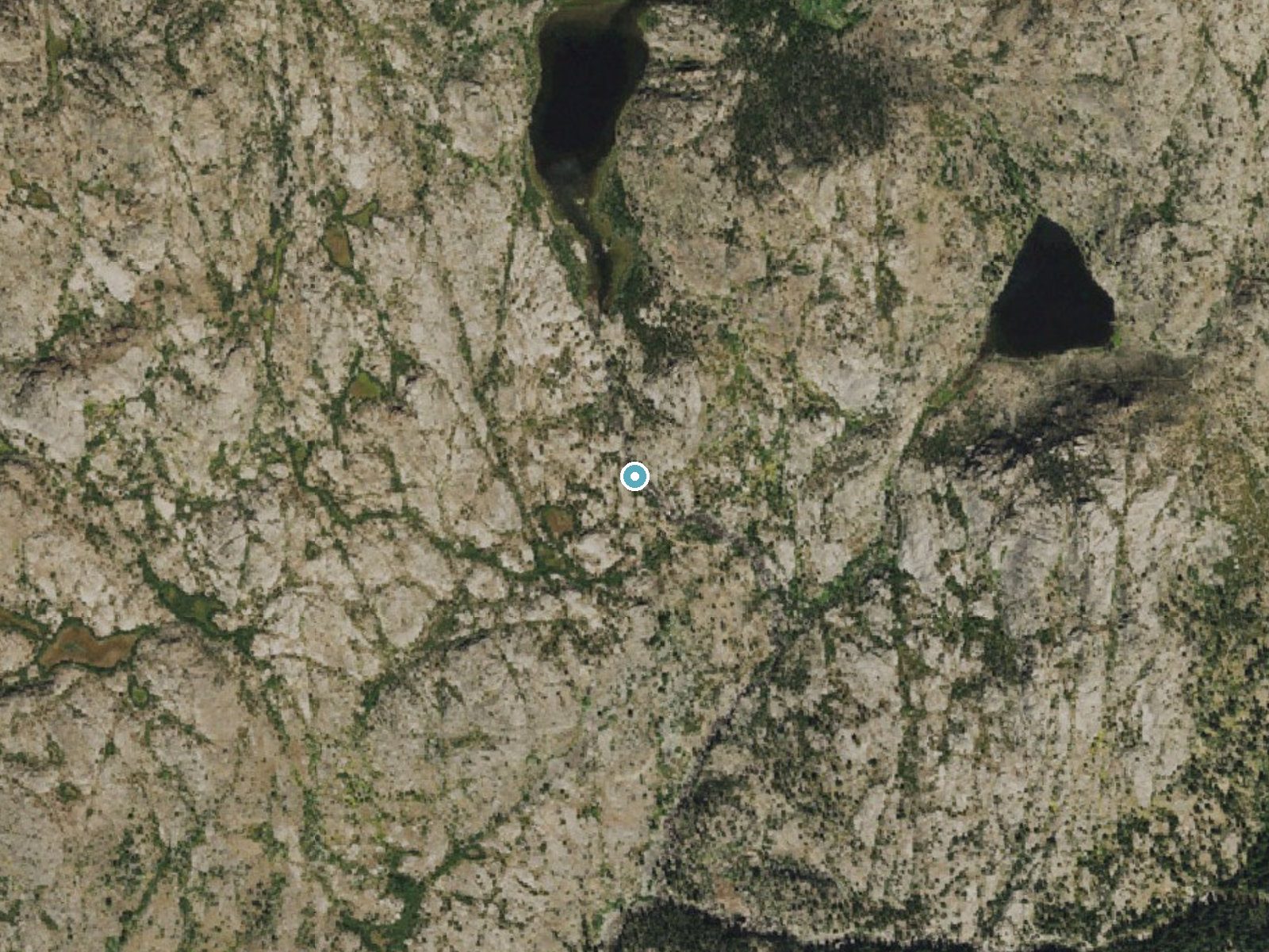 Aerial photo of the same ground around North Fork Falls near Boulder, Wyoming, for comparison with the lidar view