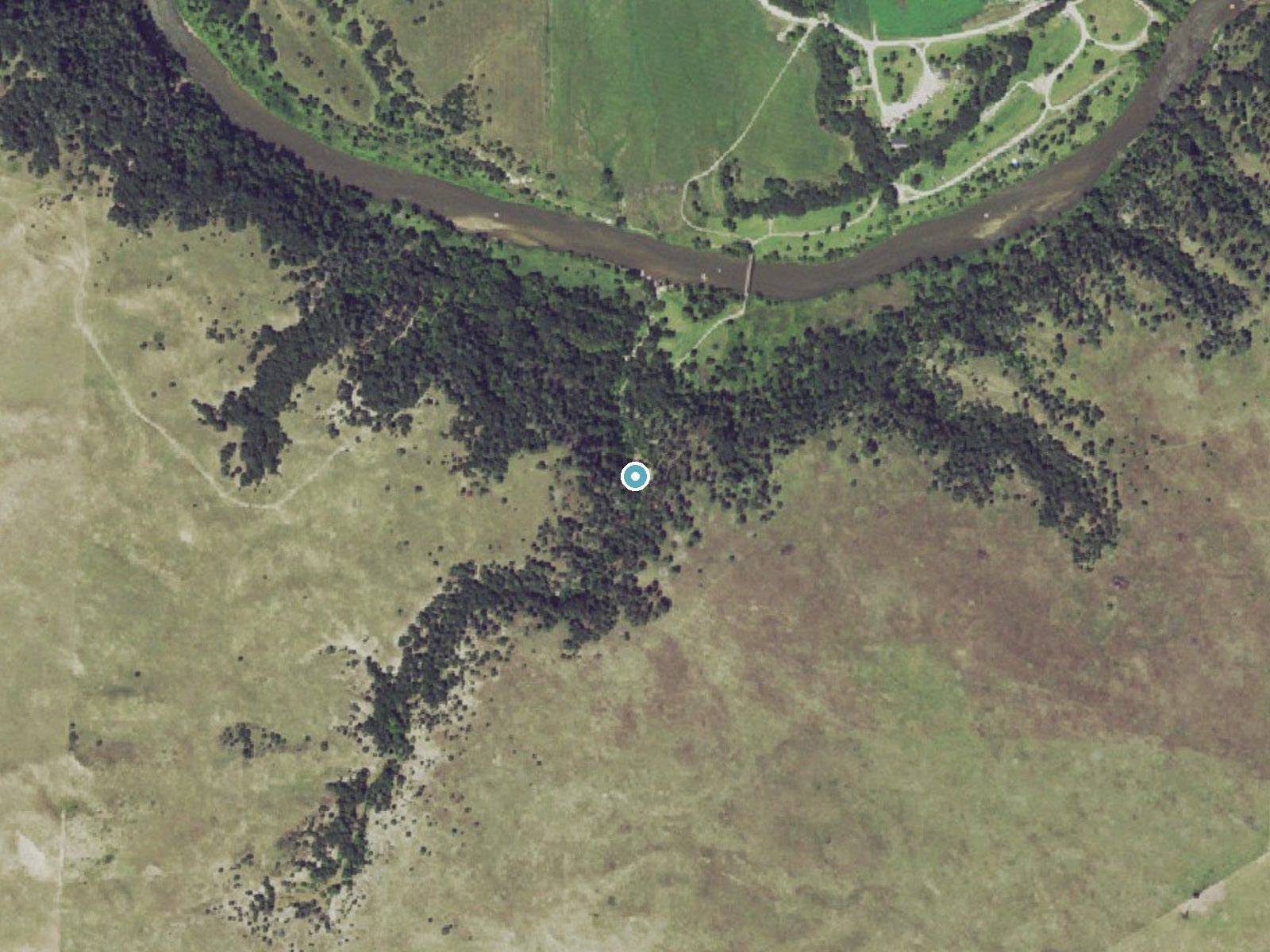 Aerial photo of the same ground around Smith Falls near Valentine, Nebraska, for comparison with the lidar view