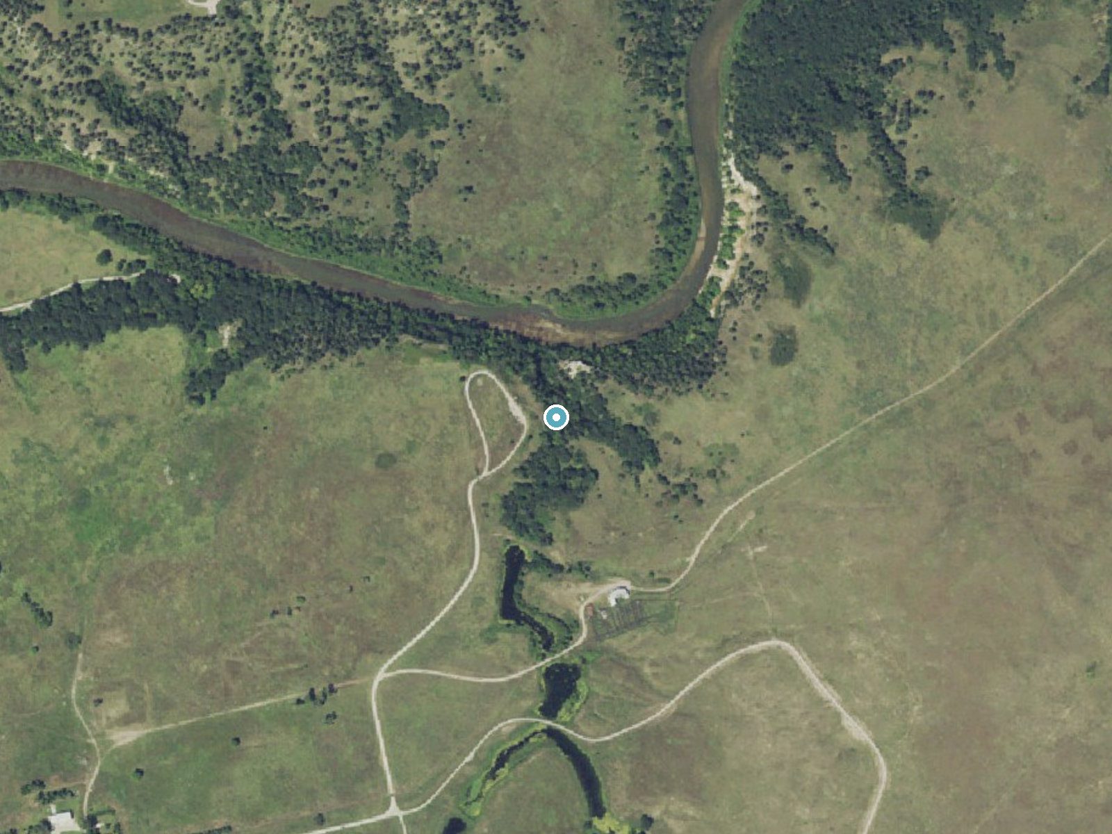Aerial photo of the same ground around Fort Falls near Valentine, Nebraska, for comparison with the lidar view