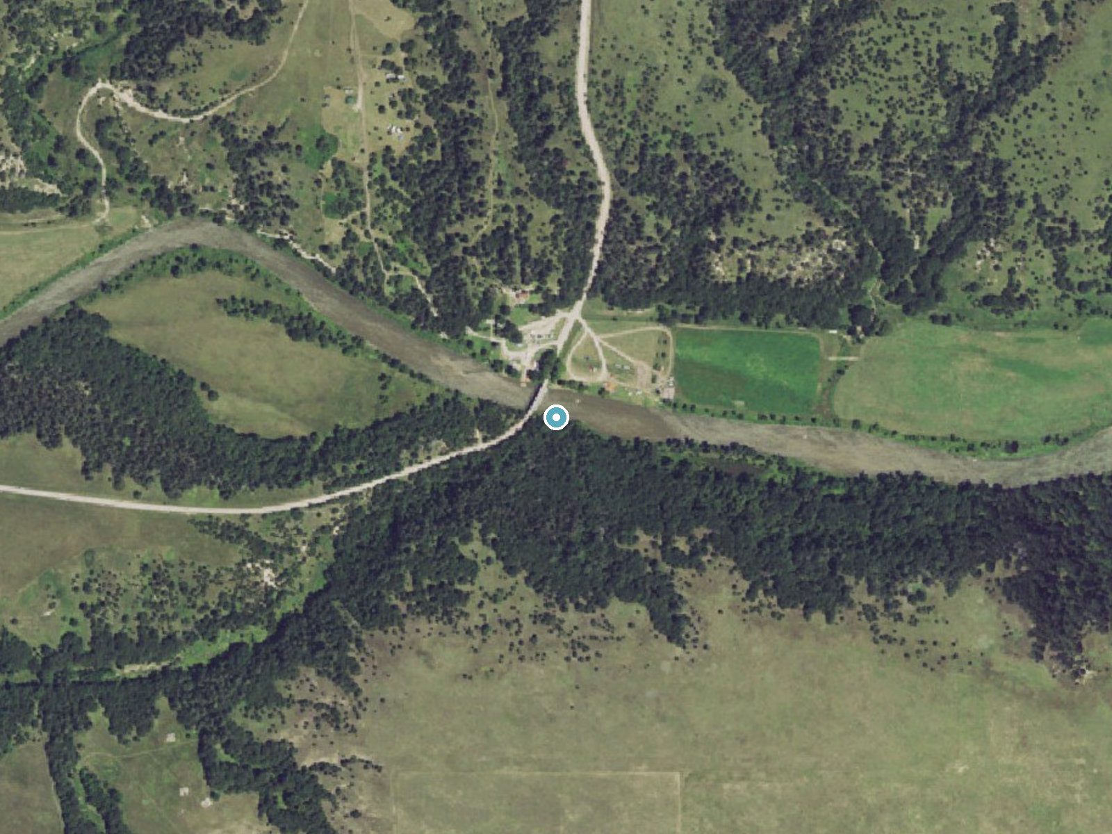 Aerial photo of the same ground around Berry Falls near Valentine, Nebraska, for comparison with the lidar view