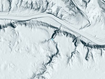 LiDAR terrain view around Tyler Falls in Nebraska, about 101 feet of drop