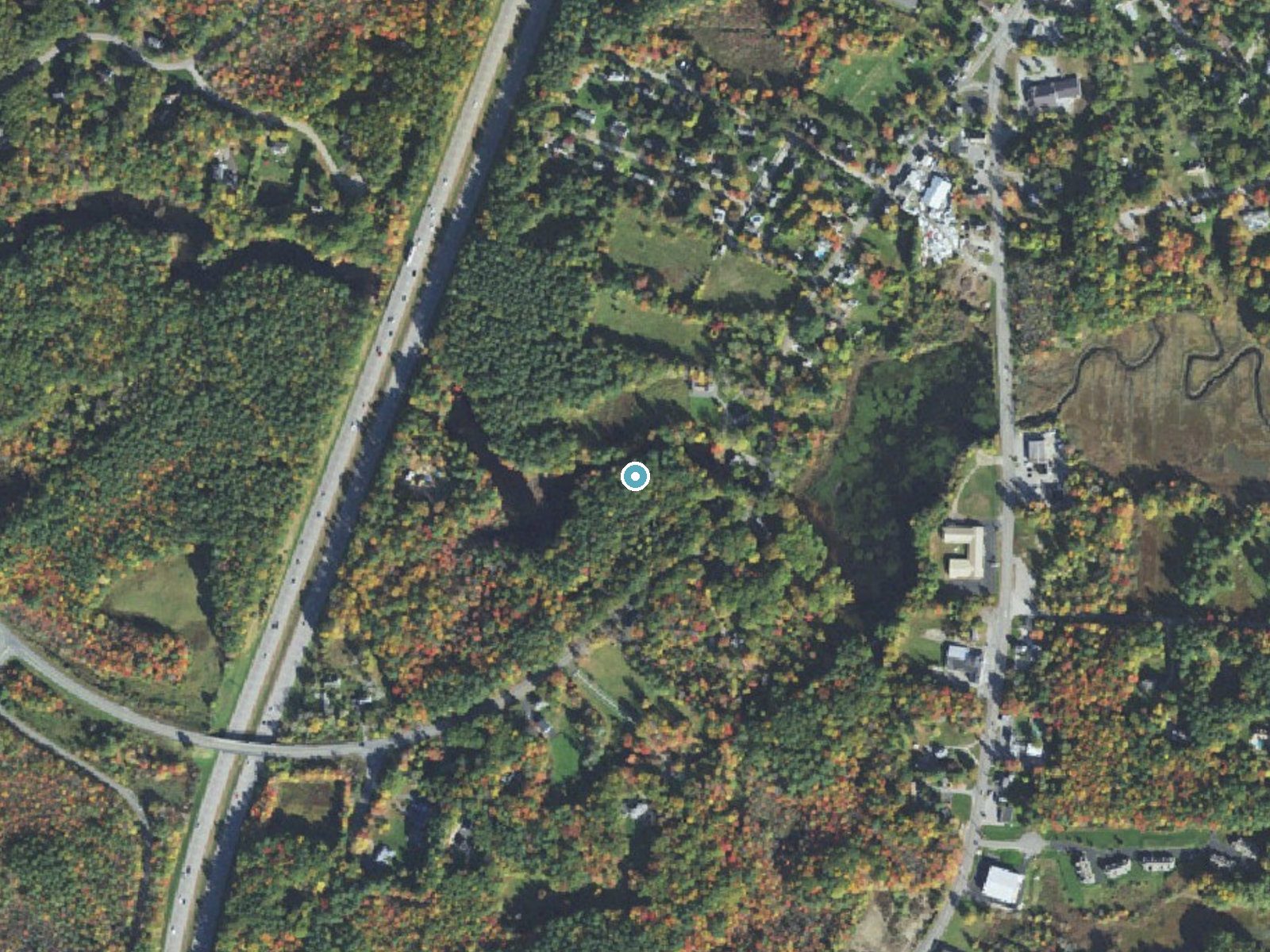 Aerial photo of the same ground around Hampton Falls near Hampton Beach, New Hampshire, for comparison with the lidar view