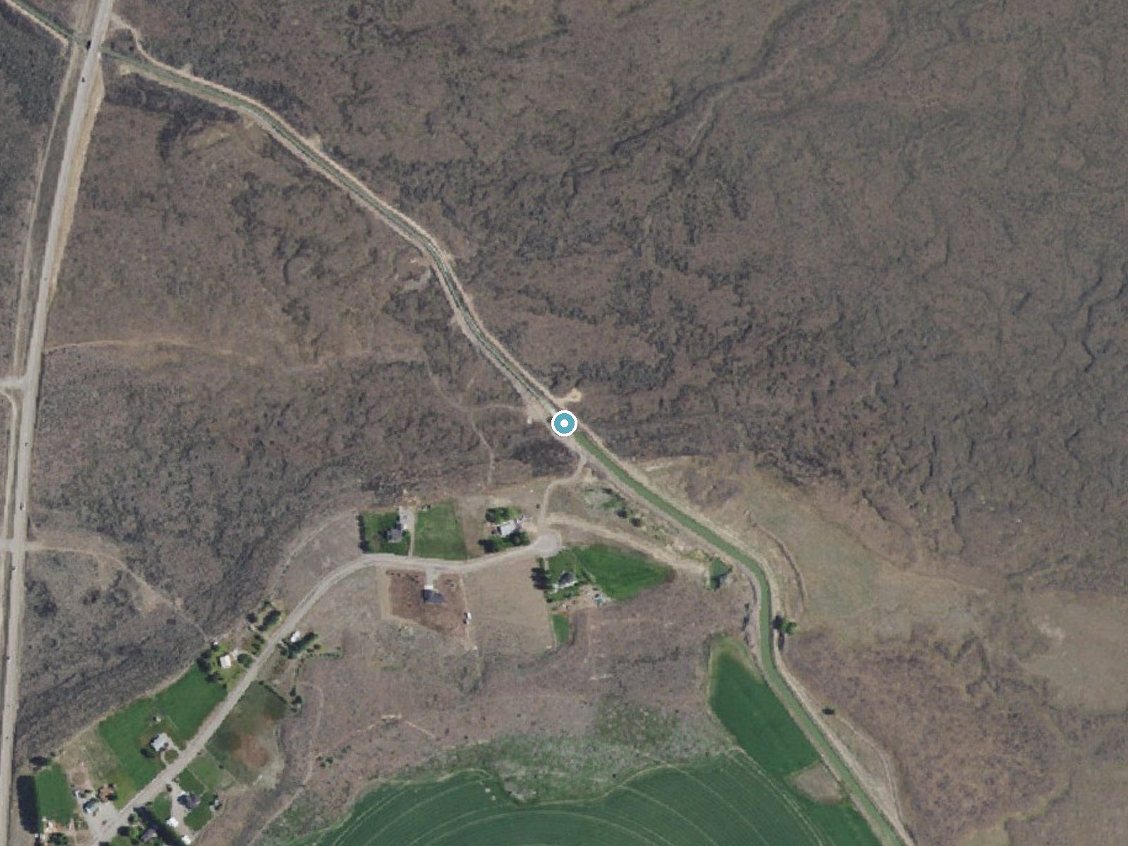 Aerial photo of the same ground around Big Drops near Shoshone, Idaho, for comparison with the lidar view