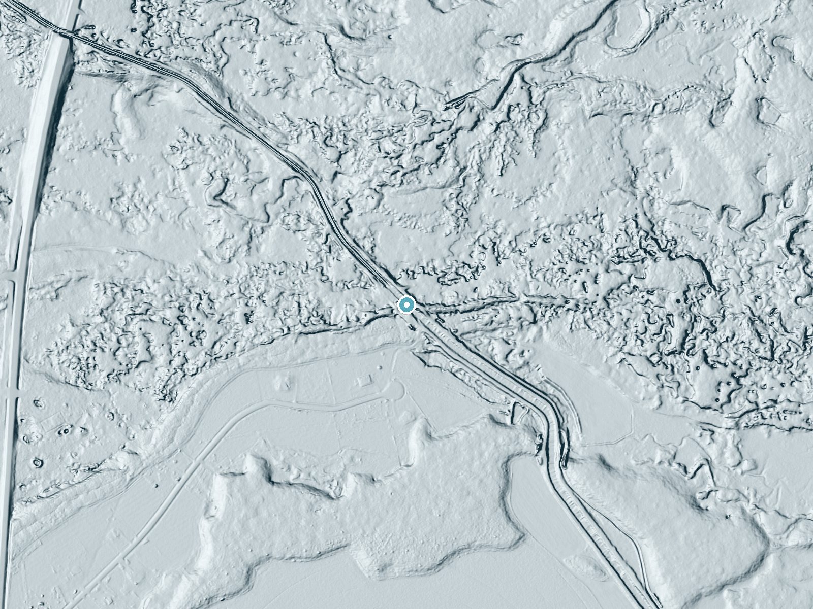 LiDAR bare-earth terrain around Big Drops near Shoshone, Idaho, showing about 19 feet of drop