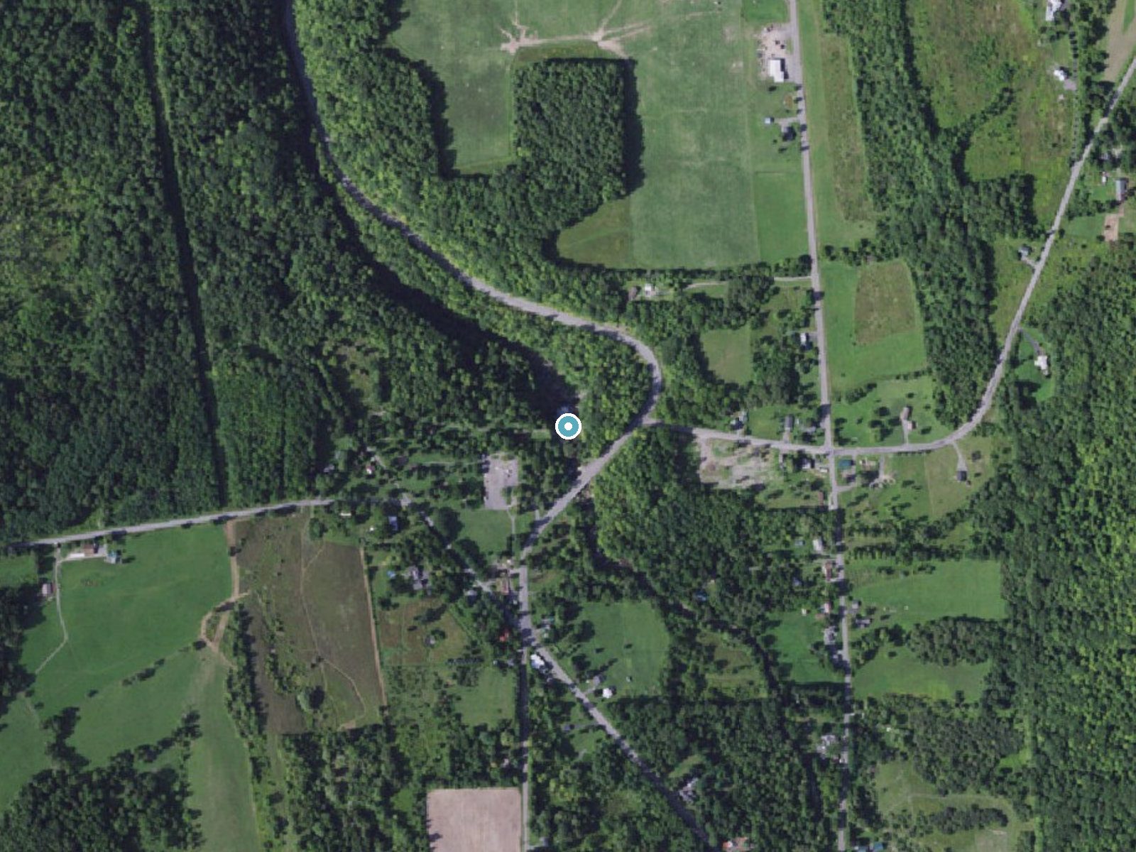 Aerial photo of the same ground around Chittenango Falls near Chittenango, New York, for comparison with the lidar view