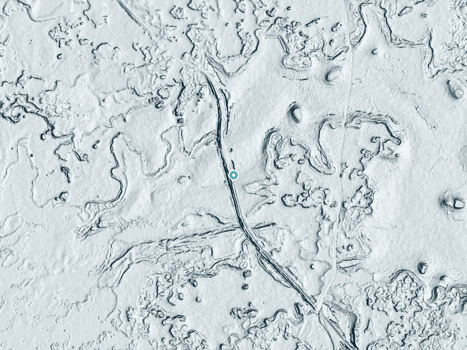 LiDAR bare-earth terrain around Little Drops near Shoshone, Idaho, showing about 27 feet of drop