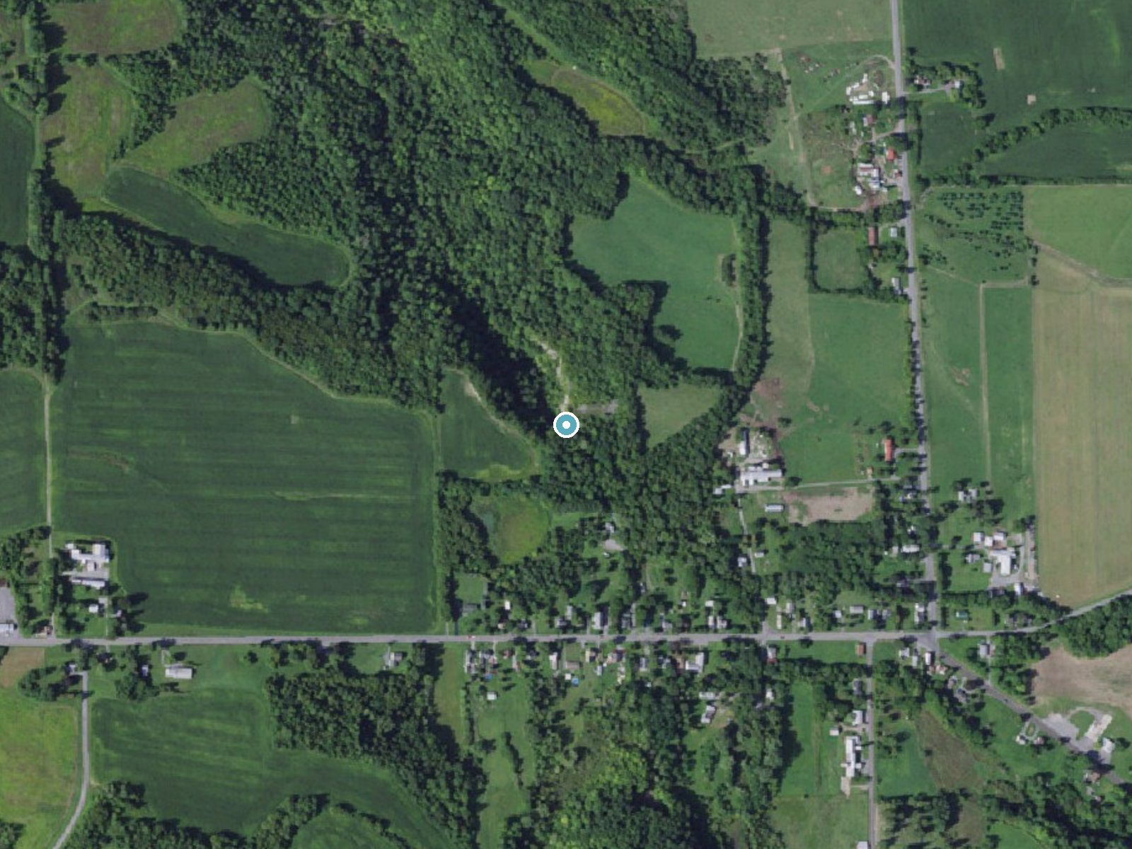 Aerial photo of the same ground around Perryville Falls near Chittenango, New York, for comparison with the lidar view