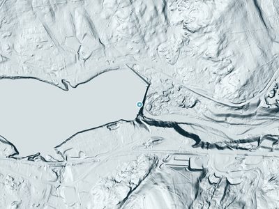 LiDAR terrain view around Greggs Falls in New Hampshire, about 64 feet of drop