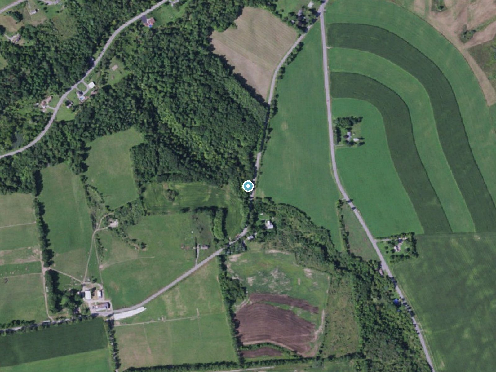 Aerial photo of the same ground around Buttermilk Falls near Wampsville, New York, for comparison with the lidar view