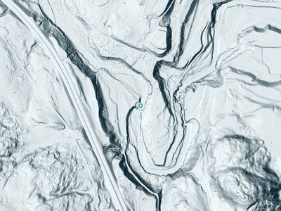 LiDAR terrain view around Gages Falls in Vermont, about 54 feet of drop
