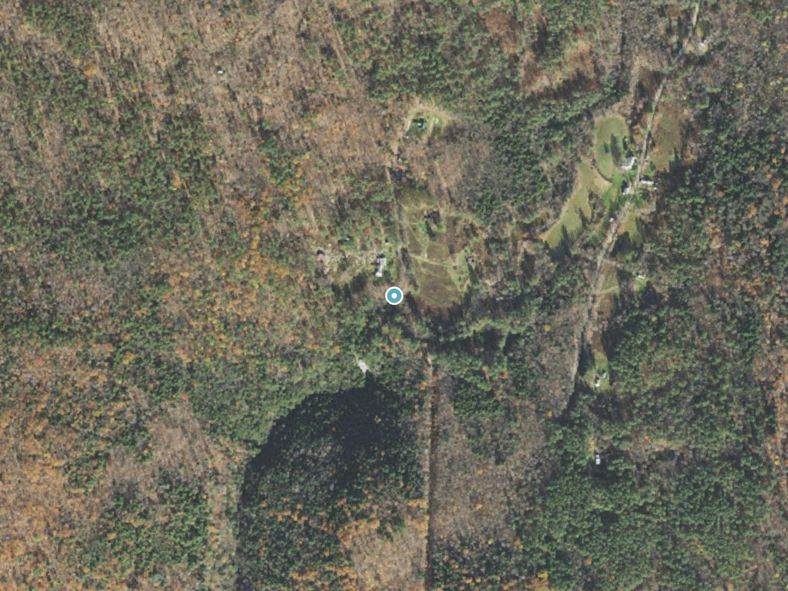Aerial photo of the same ground around Hamilton Falls near Jamaica, Vermont, for comparison with the lidar view