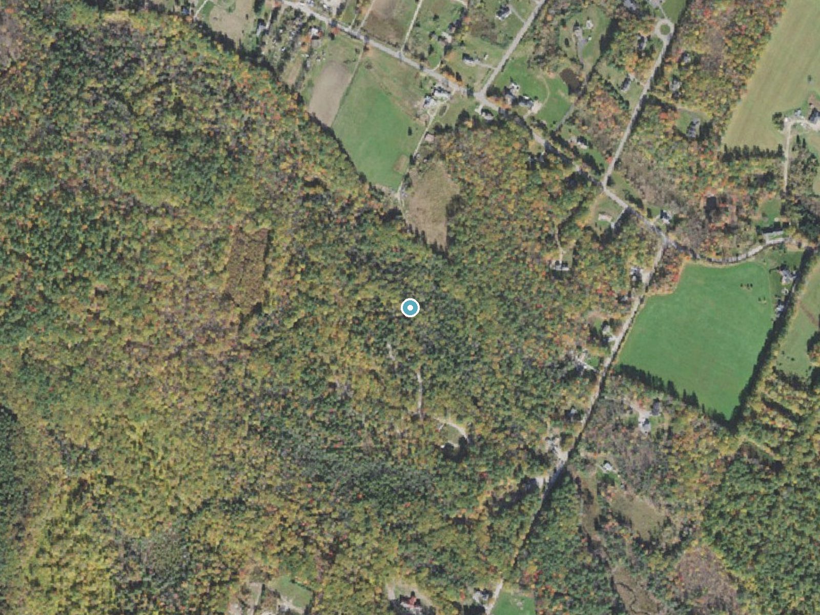 Aerial photo of the same ground around Steeles Falls near Suncook, New Hampshire, for comparison with the lidar view